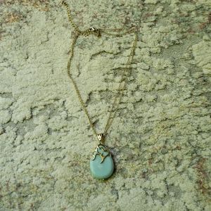 Lia Sophia drop pendant teal stone with gold